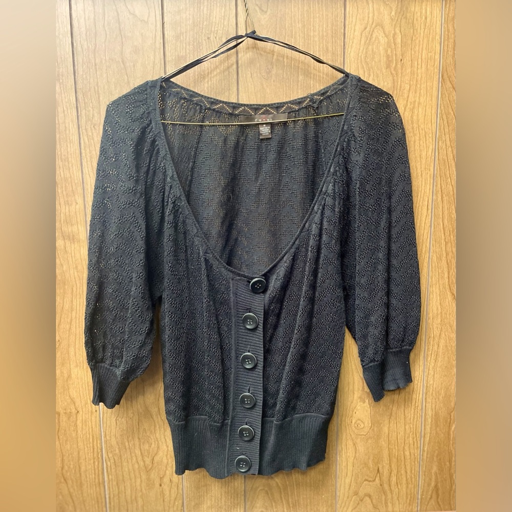Black lightweight short cardigan